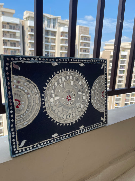 Warli Mirror Art Panel on Ply