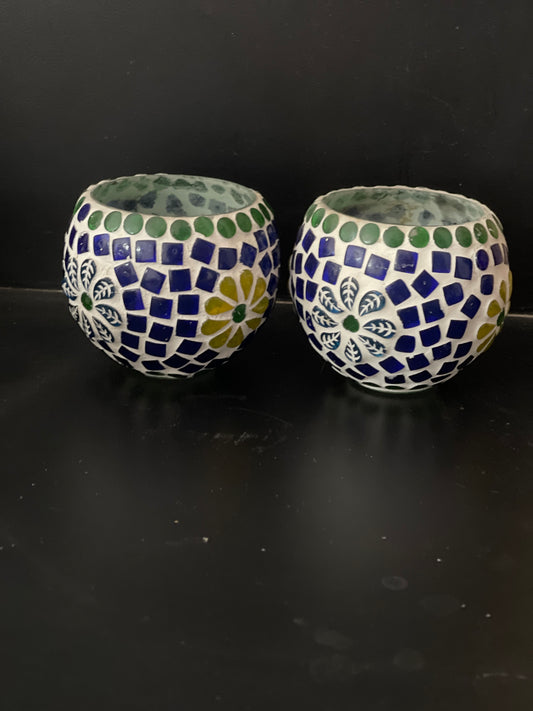 Mosaic Tea Light Candle Holders – Set of 2