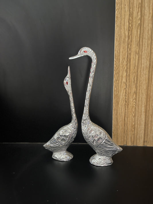 Elegant Silver Crane Pair