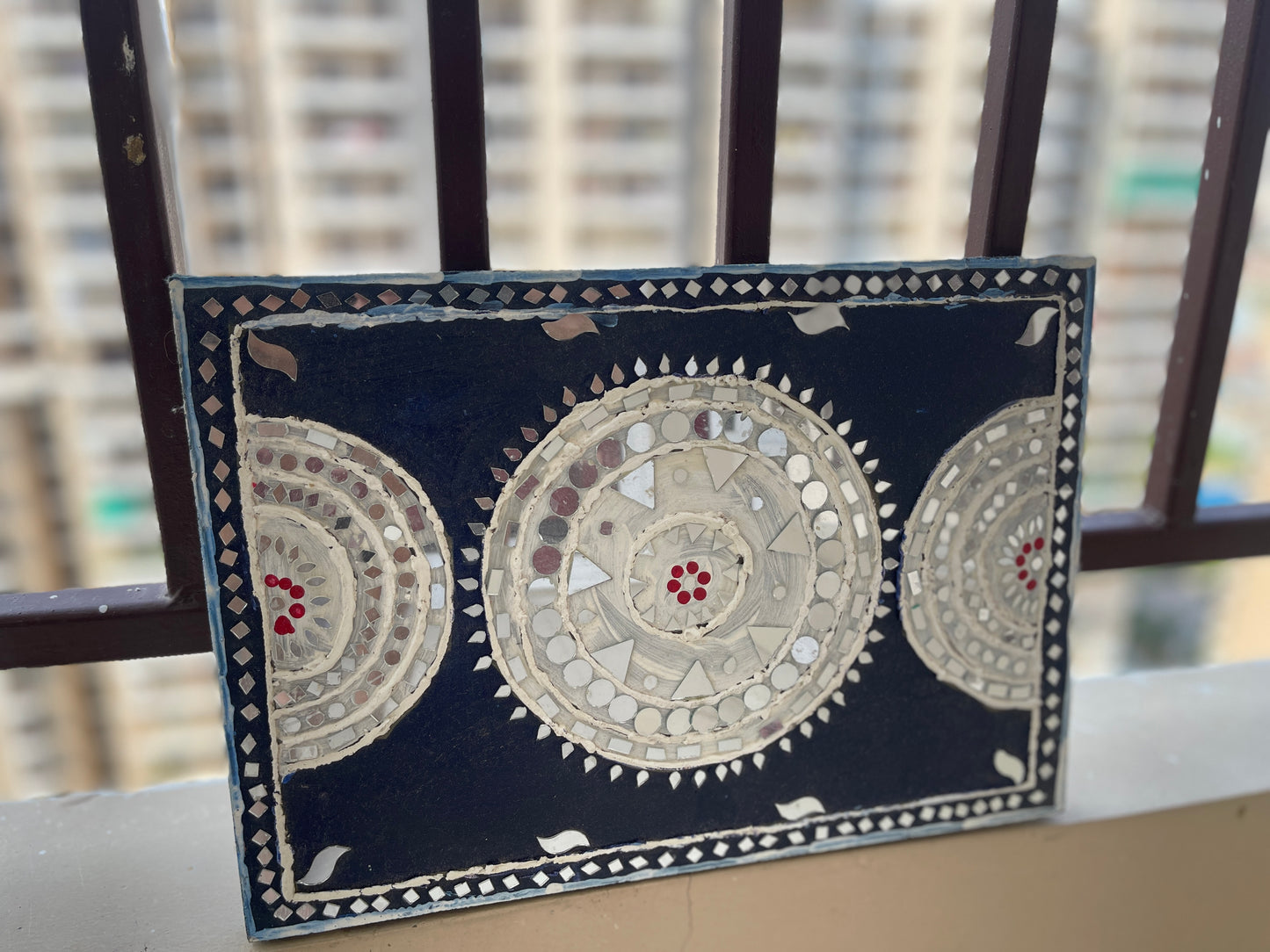 Warli Mirror Art Panel on Ply