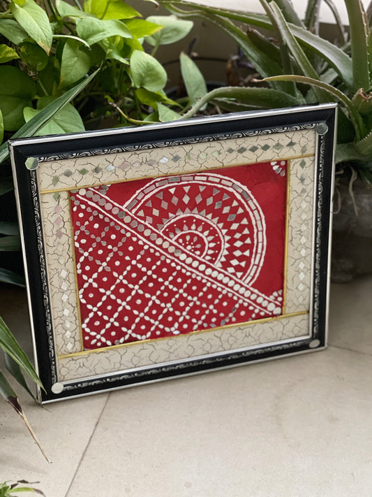 Framed Kutch Lippan Warli Artwork